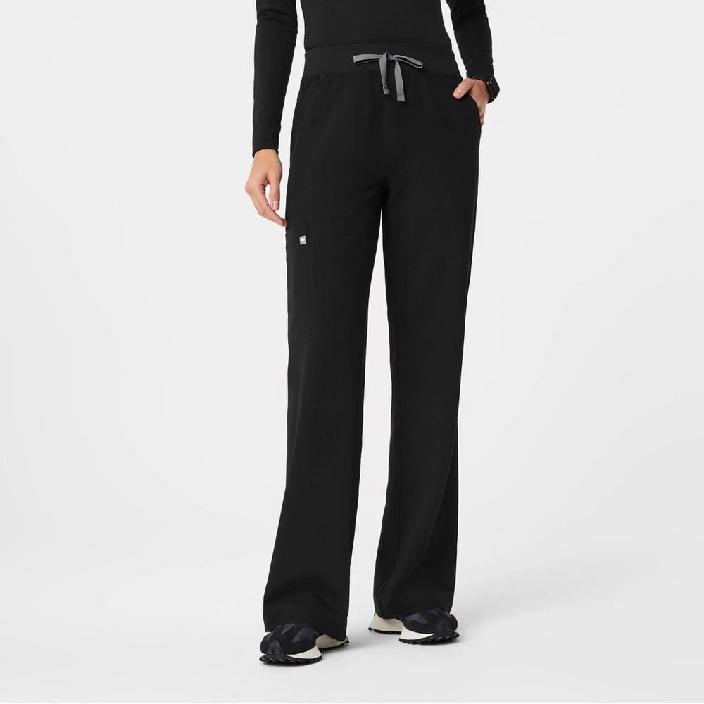 Figs Women's Black Track Pants with Gray Drawstring